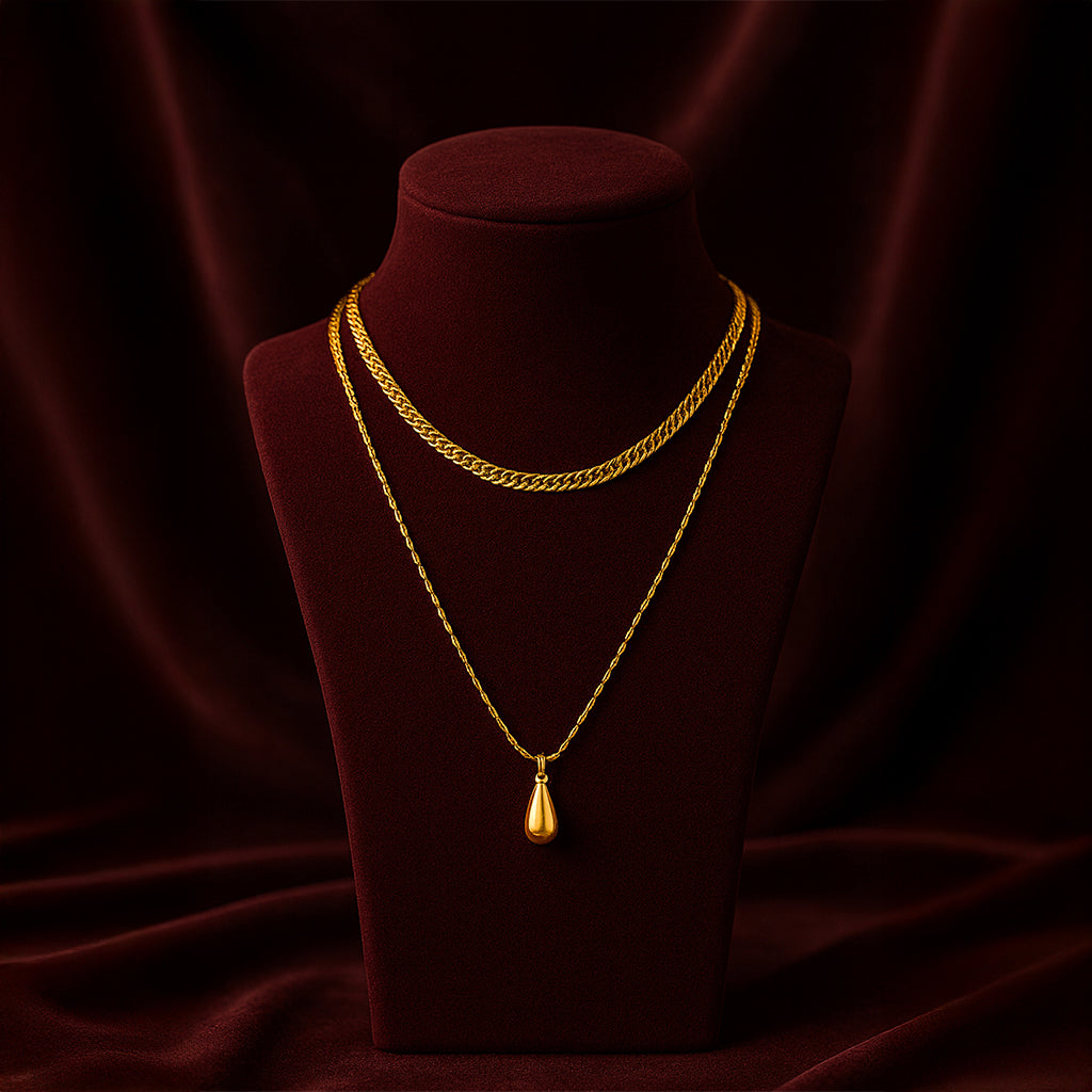 Golden Tear - Layered Chain Necklace