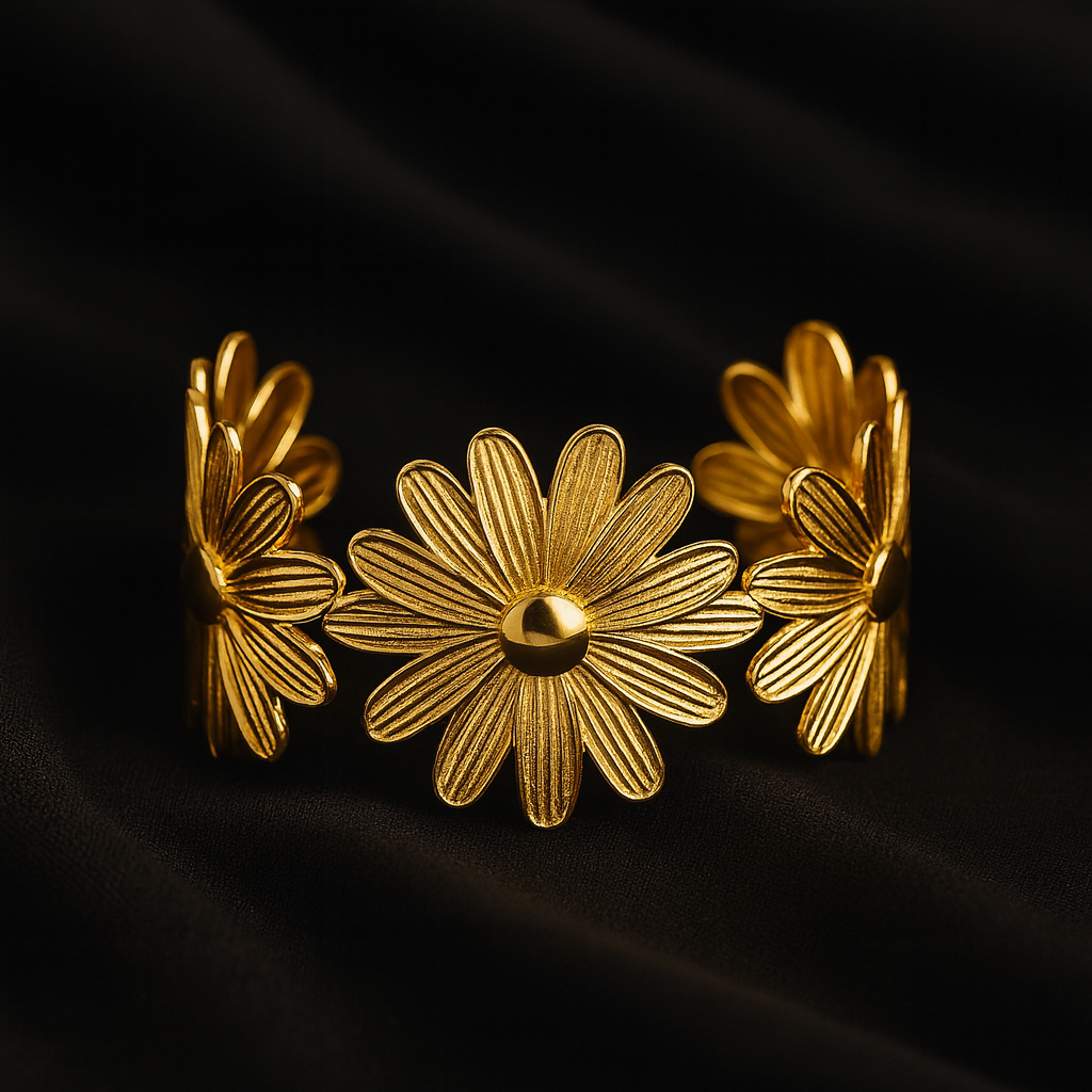 Golden Daisies Cuff Bracelet