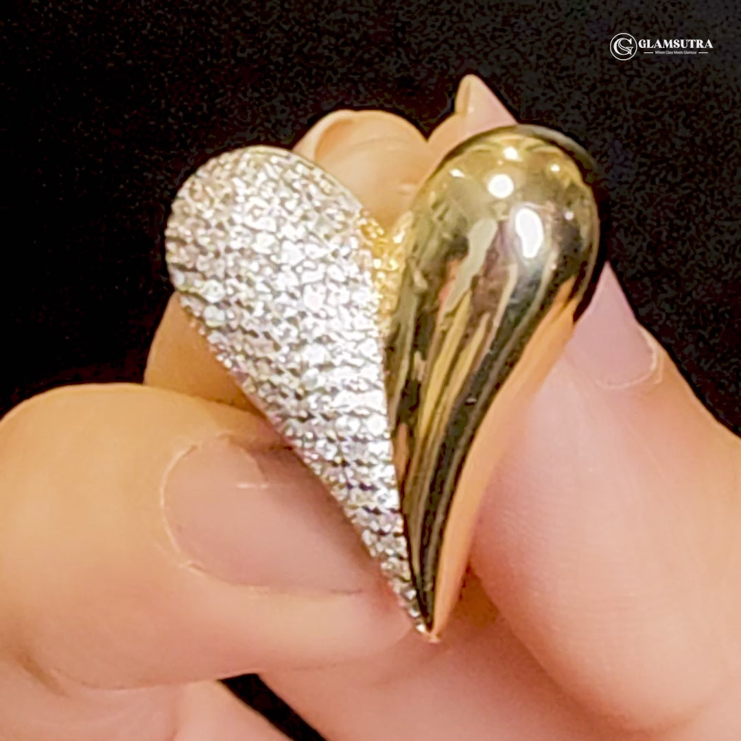 Precious Heart - Gold & Faux Diamond Studs