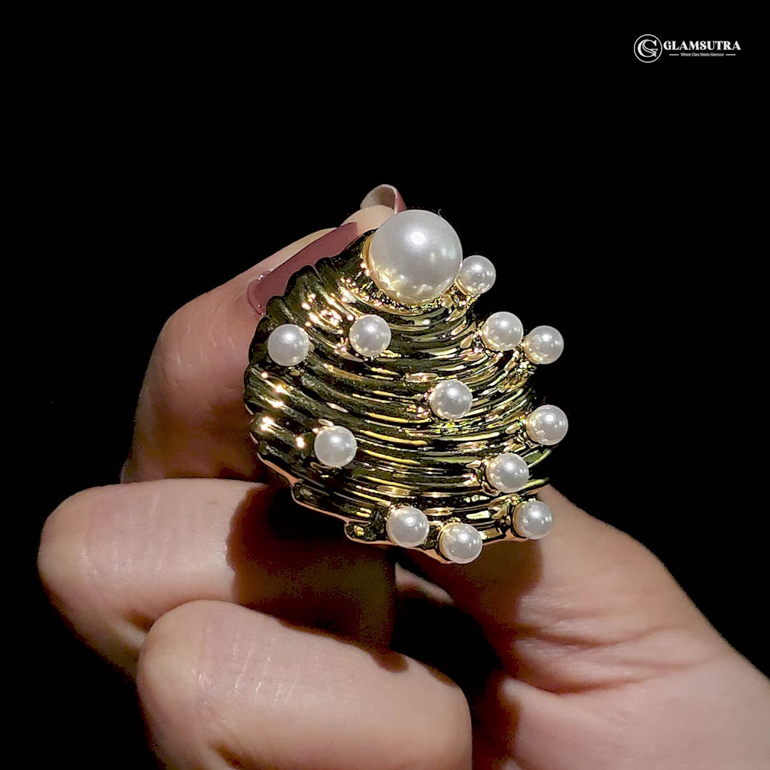 The Pearly Shell - Statement Stud Earrings