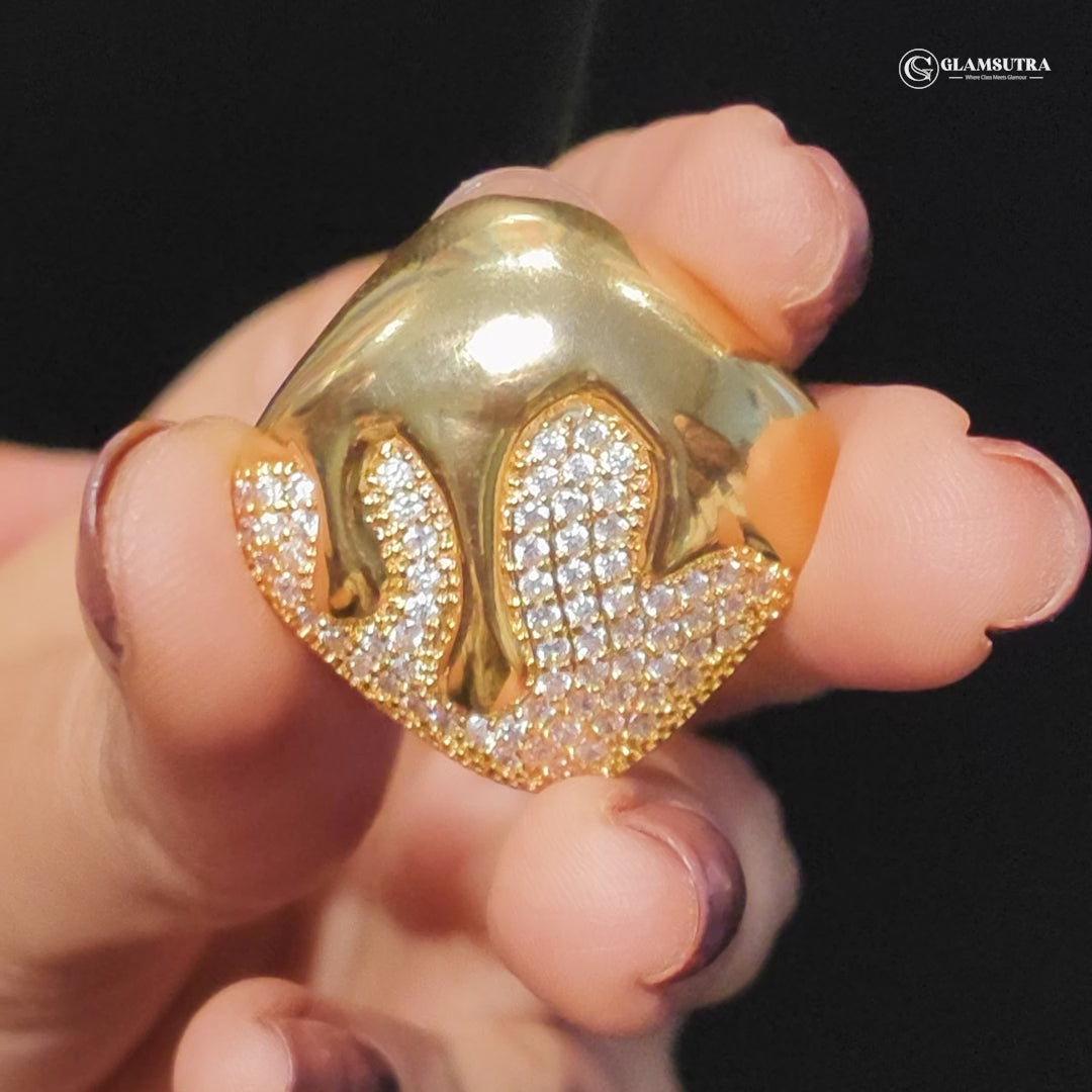 Melting Gold & Faux Diamond Studs