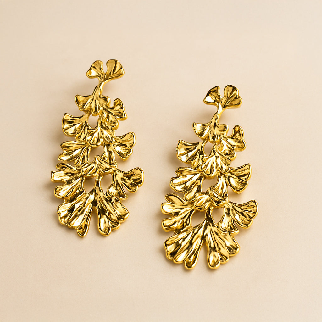 Golden Tassel Statement Earrings