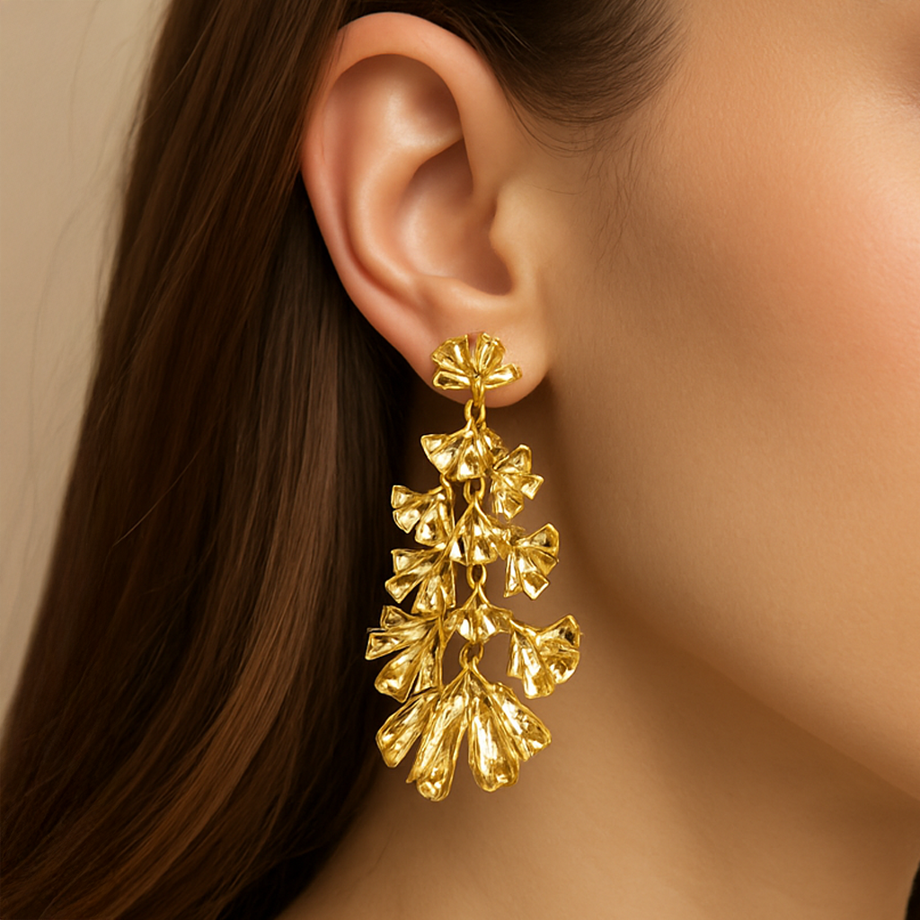 Golden Tassel Statement Earrings