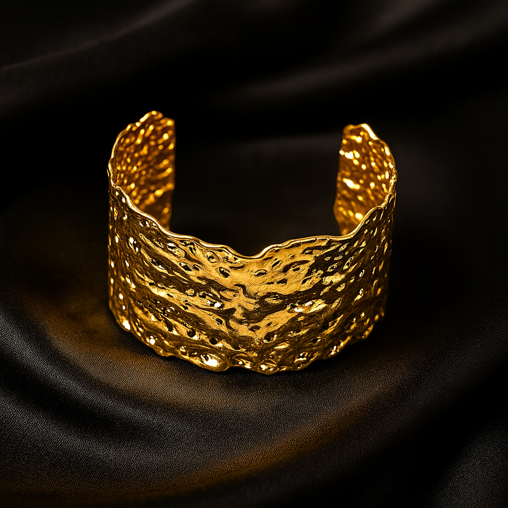 Golden Grooves Statement Cuff Bracelet