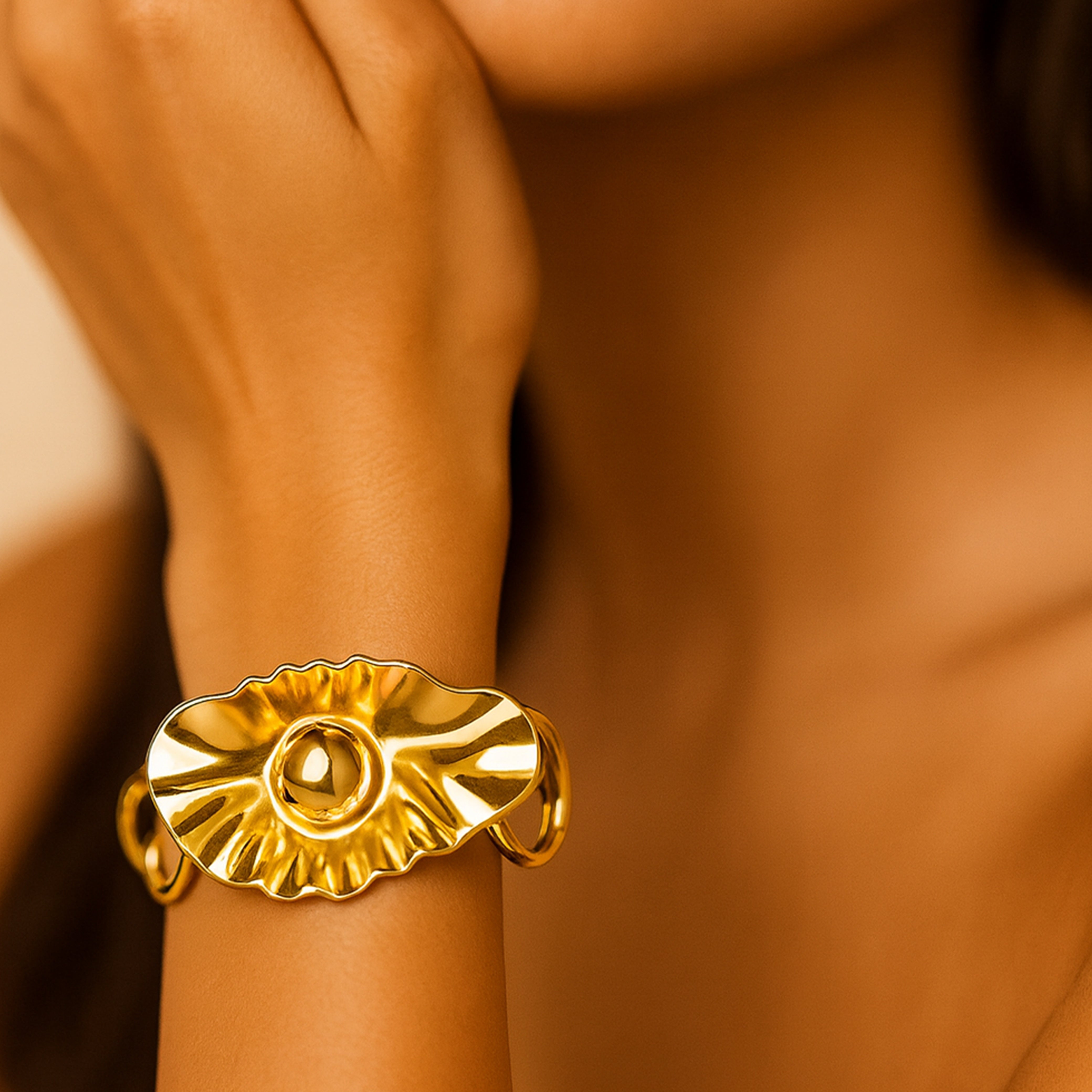 Golden Oyster Cuff Bracelet