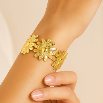 Golden Daisies Cuff Bracelet