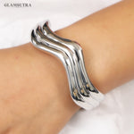Load image into Gallery viewer, Silver Waves Cuff Bracelet
