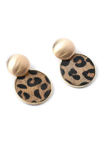Load image into Gallery viewer, Leopard Print Round Alloy Stud Earrings