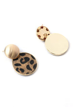 Load image into Gallery viewer, Leopard Print Round Alloy Stud Earrings